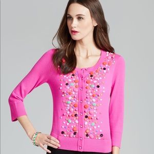Kate Spade hot pink jewel cardigan size small